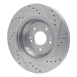 Genesis G80 Brake Rotor (1) - Rear Left - R1 Concepts - Drilled & Slotted - Silver - `18-`23